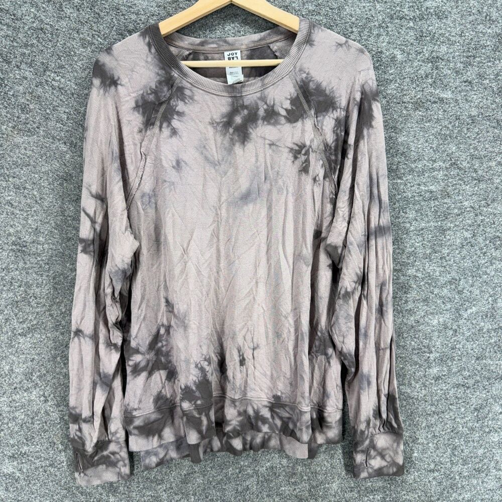Joy Lab Sweatshirt Women M Medum Gray Colorblock Long Sleeve Rayon Crew Neck